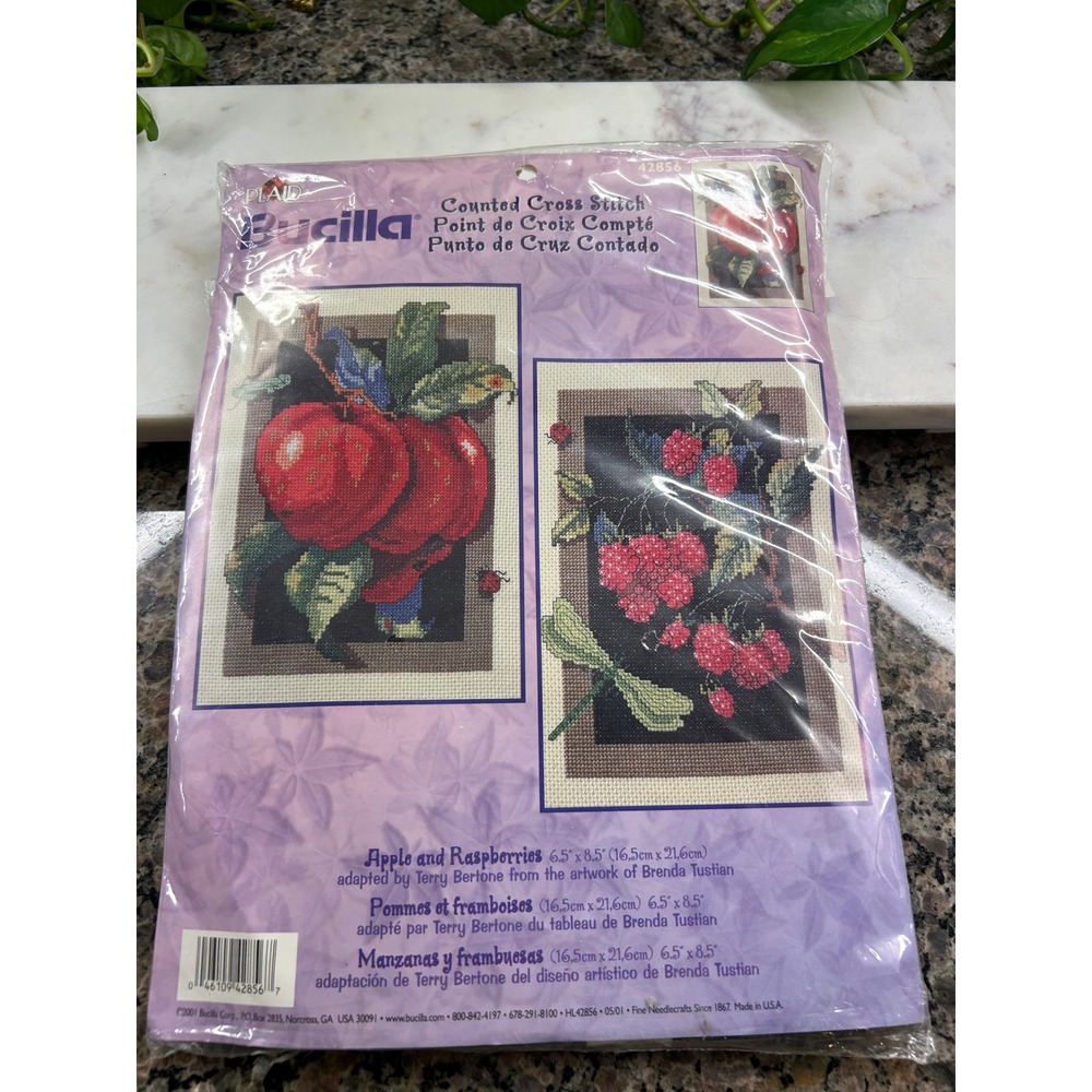 Bucilla Apple and Raspberries Counted Cross Stitch Kit 42856 Brenda Tustian 2001